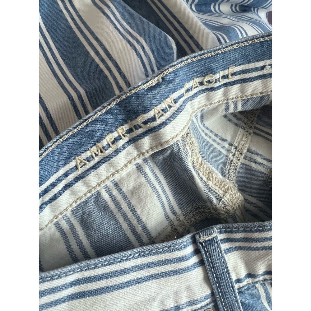 American Eagle Jeans White/Blue Striped Size 4 Regular 100% Cotton - Picture 9 of 11